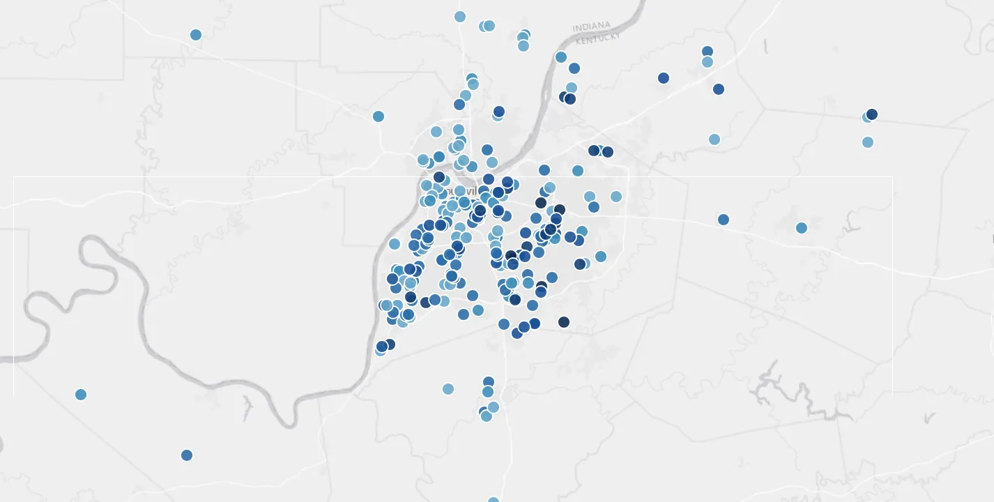 Map of representative CAP Venture Group transactions across Louisville